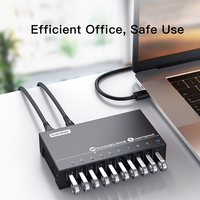 Sipolar Hub USB 3.0 de 10 Puertos A-103, Hub de Datos con Alimentación Estable y Divisor USB 3.0 de Alta Velocidad de 5Gbps para Uso en Laboratorio