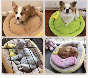 Camas y accesorios redondos de felpa corta para perros y gatos pequeños, fabricante al por mayor - Product Image 4