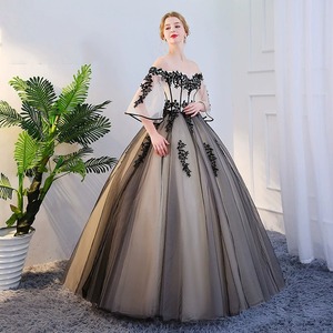 Off The Shoulder Chiffon Ball Gown Empire Waistline Vintage Evening Dress For Women Adult Size With 3D Floral Embroidery - Product Image 2
