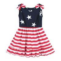 Robe sans manches pour bébés filles, avec nœud, drapeau américain patriotique, étoiles et rayures, pour le 4 juillet, vêtements rouge, blanc et bleu pour la fête de l'Indépendance