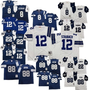 Maillot rétro des Dallas # 12 Staubach # 8 Aikman # 22 Smith # 88 Irvin # 74 Lilly # Maillot de football américain rétro 9 Romo - Product Image 1