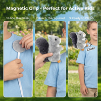 Peluche Écureuil Magnétique à Porter sur l'Épaule, Format de Poche, Mini Animal en Peluche de la Forêt pour Enfants Garçons et Filles