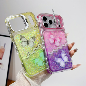 <span class=keywords><strong>Cover</strong></span> per <span class=keywords><strong>iPhone</strong></span> 17 in resina epossidica con glitter, effetto sfumato <span class=keywords><strong>arcobaleno</strong></span>, strato glitterato, angoli rinforzati, supporto elettroplaccato e protezione lente, custodia femminile - Product Image 3