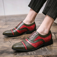 Herren-Schnürschuhe mit Zehenkappe in Zweifarbigem Blockdesign aus Geschnitztem Leder, Höhenerhöhend, Rutschfest, Atmungsaktiv, Verschleißfest, für Büro, Karriere und Hochzeit