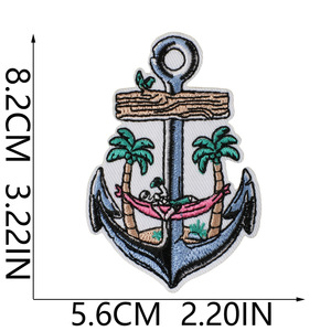 Parches bordados termoadhesivos y apliques bordados para coser, estilo punk, con motivos <span class=keywords><strong>de</strong></span> playa tropical, surf, calavera, onda, esqueleto, ancla y tortuga, al por mayor - Product Image 6