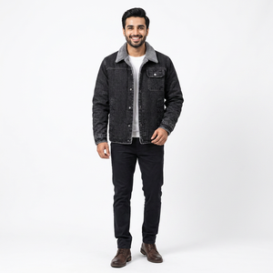 Autumn Winter European American Style Men's <b>Denim</b> Jacket Big Size Fleece Lined Casual <b>Coat</b> with Zipper Closure Warm - Product Image 1