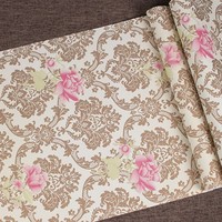 Wallpaper Botani Jinyi DIY (45 X 400 CM Kuning Mustard) |   Stiker Dinding PVC Motif Bunga Damask Perekat Sendiri (Roll) |   Desain Anak-Anak