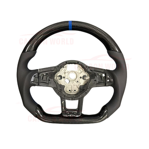 Volante de Fibra de Carbono para Volkswagen <span class=keywords><strong>Golf</strong></span> 7 7.5 MK7 GTI GTD GTE R Polo GTI Tiguan Passat 2013-2020 Volante de Carreras de Cuero - Product Image 1
