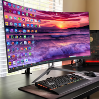 Rebekah, fábrica al por mayor, monitor curvo de 34 pulgadas, sin bordes, profesional, UWQHD, monitores para juegos, monitores Lcd para escritorio
