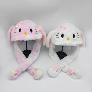 Süper yumuşak mavi köpekbalığı dinozor köpek şapka hareketli gözler ile yenilik tavşan kulaklar sıkmak örgü astar PP pamuk dolgulu peluş ayı - Product Image 4