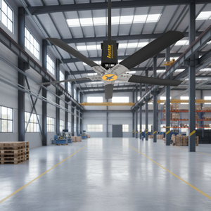 Ventilateur de plafond commercial HVLS à haute efficacité énergétique Austar AS125, construction en alliage d'aluminium, alimentation monophasée et triphasée - Product Image 1
