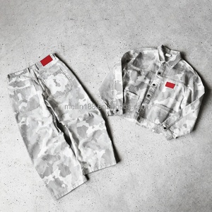 Design Custom Fashion Reals Tree <b>Camo</b> Denim <b>Jacket</b> and Jeans Pants Suit Set High Quality Heavyweight Jeans Denim Set - Product Image 1