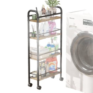 Storage Cart 4 Tier Metal Rolling Shelf With Wheels For Kitchen Bathroom Laundry Organization - Product Image 5