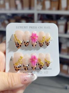 Gran oferta <span class=keywords><strong>de</strong></span> fábrica, forma <span class=keywords><strong>de</strong></span> <span class=keywords><strong>Ballet</strong></span> corto, degradado, diseño <span class=keywords><strong>de</strong></span> flores 3D, <span class=keywords><strong>puntas</strong></span> <span class=keywords><strong>de</strong></span> uñas postizas extraíbles brillantes, 10 Uds., prensa hecha a mano en las uñas - Product Image 3