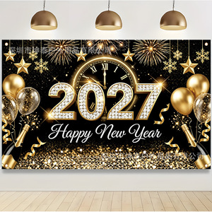 <b>New</b> <b>Year</b> <b>Decorative</b> Banner 110x180cm Polyester Outdoor Festival Photo Backdrop Customizable Design - Product Image 2
