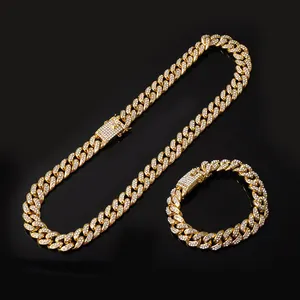 Hip Hops Iced Out 12MM 18K Real Banhado A Ouro Miami Elo Da Cadeia Cubano Colar Micro Pave Cubic Zirconia Cadeia Cubano Colar Homens