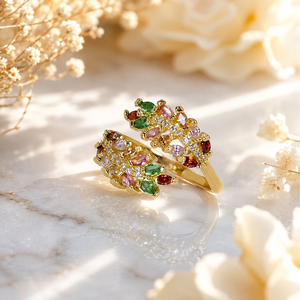 Anello Aperto a Forma di Foglia di Grano con Dettagli Scintillanti, Design Elegante, Accessori di Moda per Donne - Product Image 3