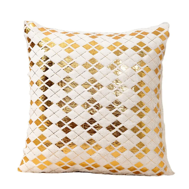 gold foil printed fleece fabric pillow cover coral pv fleece cushion case slip decorative