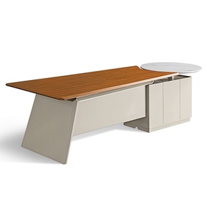 Ensemble de meubles de bureau de luxe Foshan Tables de travail modulaires en forme de L avec bureau de PDG en placage moderne extensible facile à assembler - Product Image 6