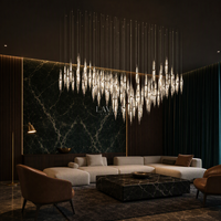 Lustre en verre soufflé à la main sur mesure de grande taille pour hall d'hôtel, grand projet d'éclairage d'atrium, villa, centre commercial, club, salon, lampe suspendue