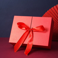 Boîte à bijoux Double porte pour la saint-valentin, coffret en carton, haut de gamme, ouvert, avec ruban, 50 unités