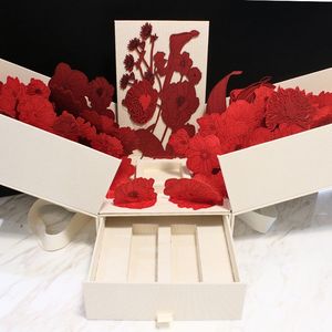 กล่องของขวัญเครื่องประดับ3D ทำด้วยมือแบบสองประตูสำหรับวันวาเลนไทน์วันเกิดกระดาษตัดลายดอกไม้ฟองน้ำเคลือบด้านสำหรับวันเกิด - Product Image 1