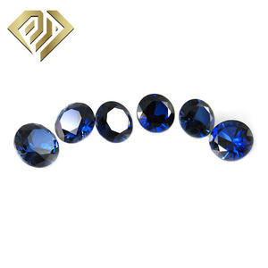 Хит продаж, Синий Круглый лабораторный сапфировый синтетический корундовый драгоценный камень 33 #34 # синий сапфир - Product Image 5