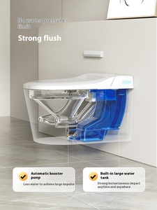 スマートな壁に掛けられたセラミックトイレ加熱ビデ付き自動ワンピース長くなるボウル浴室インテリジェントコンボ - Product Image 4