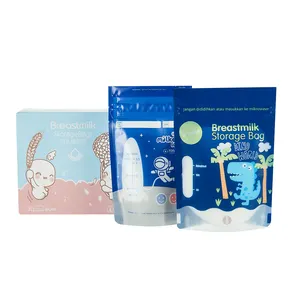 Bolsas de almacenamiento de leche materna personalizadas, bolsas de pie gratuitas con cremallera, mamás lactantes esterilizadas, venta al por mayor
