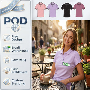 Polo pour <span class=keywords><strong>femme</strong></span> en piqué 200g, 60% coton 40% polyester, doux et respirant, vente directe usine, fournisseur de hauts décontractés pour <span class=keywords><strong>femme</strong></span> - Product Image 1