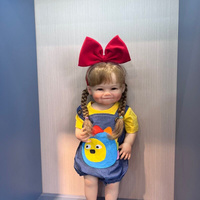NPK – poupée Reborn fille 55CM, corps complet en Silicone souple, support en vinyle, poupée Reborn sourire avec jambes droites, cheveux enracinés à la main