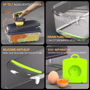 Phụ Kiện Nhà Bếp Khoai Tây 15 Trong 1 Của Nhãn Hiệu Thực Phẩm Hành Tây Cắt Veggie Dicer Đa Chức Năng Rau Chopper Slicer - Product Image 3