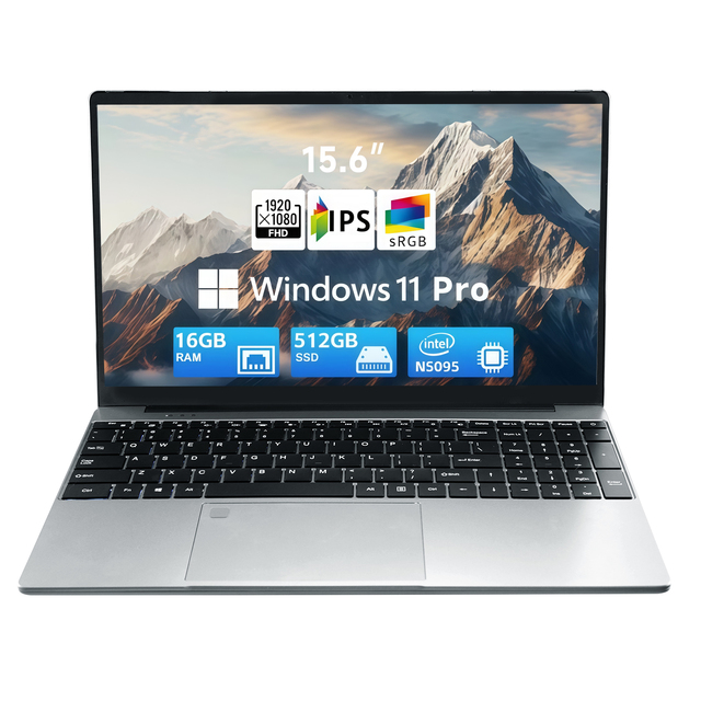HonlinBook 15.6" Business Laptop 16GB RAM 512GB SSD Intel Celeron N5095 FHD IPS Display Wi-Fi 6 Windows 11 New English Keyboard