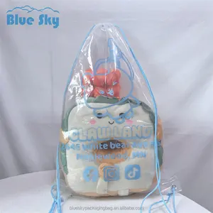 Puppen maschinen sind die beliebtesten Custom Werbe billige klare PVC Kordel zug Rucksack Tasche transparente Plastik packung