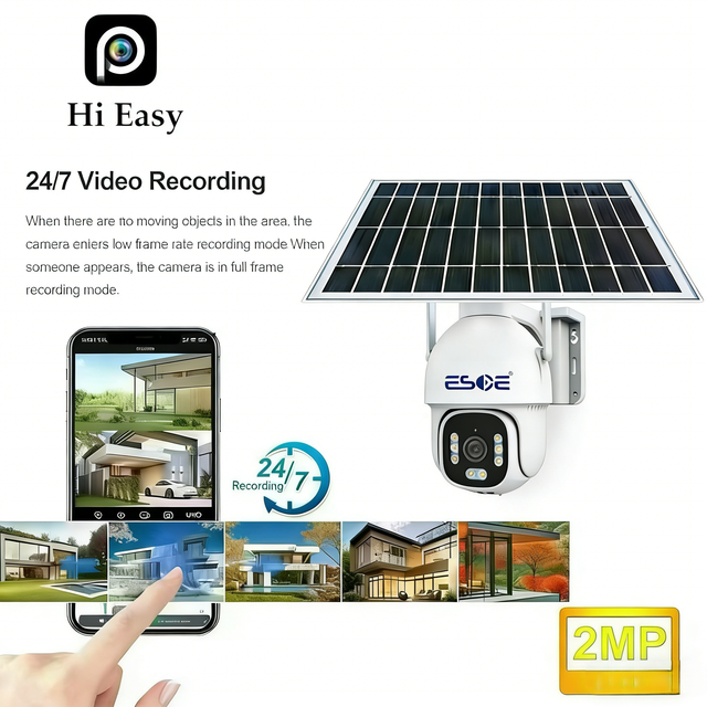 Hieasy APP 8W Solar Panel HD 2MP CMOS Sensor Security IP Network Camera Wireless 1080P 4G SIM Card Outdoor PTZ Two-Way Audio