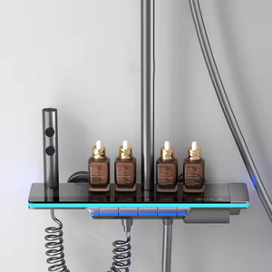 Ensemble de douche de luxe Thricate en laiton couleur canon de fusil <span class=keywords><strong>avec</strong></span> éclairage d'ambiance LED pour hôtels, spas et salles de bain haut de gamme - Product Image 3