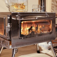 Poêle à bois portable pour tente chaude en acier inoxydable avec cheminée à 5 sections pour le camping en plein air