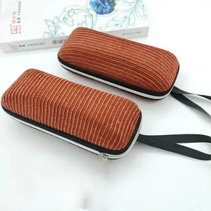 Low Price 3.5 mm Thick EVA Glasses Cases with Soft Stripe Fabric Outside Personalized Optical Cases for Adults Eyeglasses Boxes