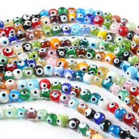 8-14mm verre poli mauvais œil breloque accessoires décor à la maison dinde ronde breloque couleur bleu mauvais œil perle de verre pour Bracelet