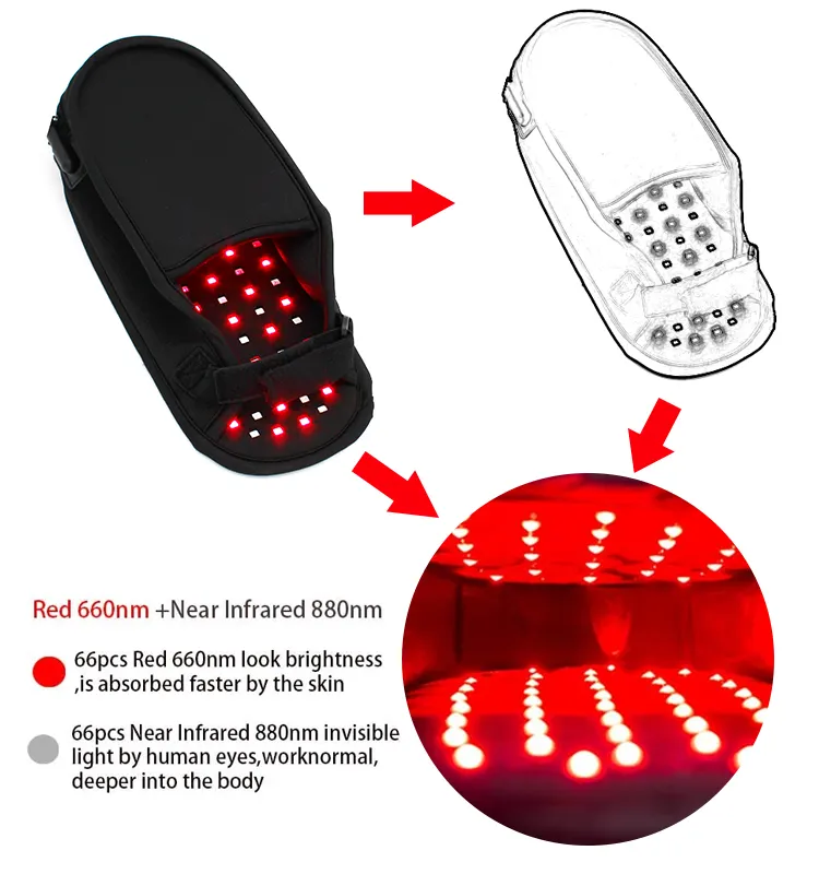 गर्म बिक्री 660nm 850nm लाल इन्फ्रारेड लाइट थेरेपी जूता पैर पैर की उंगलियों के लिए लाल लाइट थेरेपी डिवाइस चप्पल