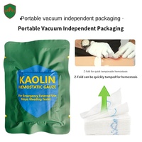 Pansement hémostatique en gaze de kaolin plié en Z pour traumatismes, à coagulation rapide, pour soins des plaies, pansement d'urgence, premiers secours