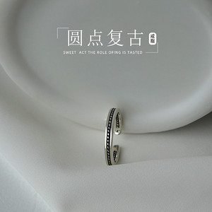 Retro Polka Dot <b>Ring</b> For Women Simple Unique Open Band <b>Plain</b> <b>Ring</b> Gift Jewelry Geometric Shape Round Design JZ 030 - Product Image 2