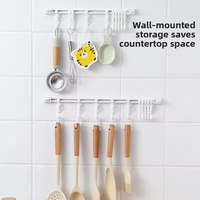 Colgador de herramientas de cocina de distancia ajustable, estante vertical de pared sin taladro, ganchos adhesivos para puerta de armario, gancho de pared para almacenamiento trasero