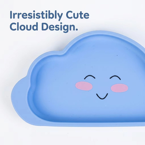 Assiette à ventouse en silicone pour bébé, forme nuage, motif visage de dessin animé, bol d'alimentation non toxique sans BPA, certifié CE EN71 - Product Image 3