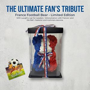 Ours en fleurs artificielles en PE fait main, thème France, avec ruban de football, logo personnalisé acceptable, vente en gros - Product Image 4