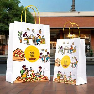 Bolsas de Papel Kraft Personalizadas para Pollo Frito, Bolsas de Papel Antigrasa para Sándwiches con Asas - Product Image 2