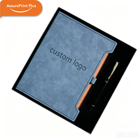 Carnet de notes professionnel en cuir PU avec logo personnalisé en creux, porte-stylo, journal d'écriture de bureau, coffret cadeau à couverture rigide
