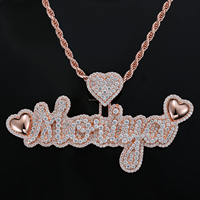 Pendentif Lettre Personnalisé en Moissanite VVS, Argent S925, Or Rose Massif 10k 14k 18k, Coupe Ronde Brillante, Colliers Pendentifs Tendance