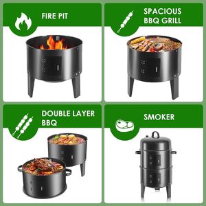 Modern Outdoor Garden Patio Charcoal <b>BBQ</b> Smoker Oven Iron Material Chrome Plated Trolley <b>Grill</b> - Product Image 3