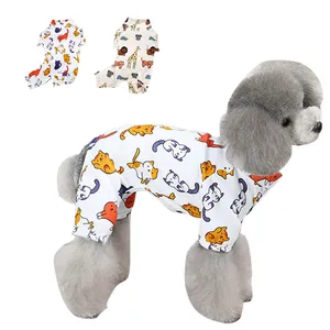 Grosir kaus katun hangat anjing jaket Teddy anak anjing musim gugur musim dingin dengan pakaian hewan peliharaan tulang ikan warna-warni t-shirt lucu bersinar